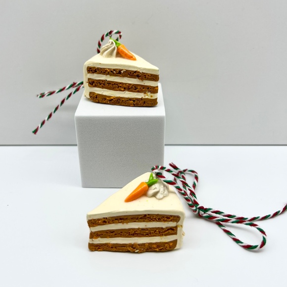 Carrot Cake Slice Christmas Ornament – Handmade Clay Layer Cake - Food Ornament - Picture 2 of 8